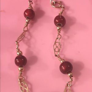 10k solid gold bracelet with garnet beads